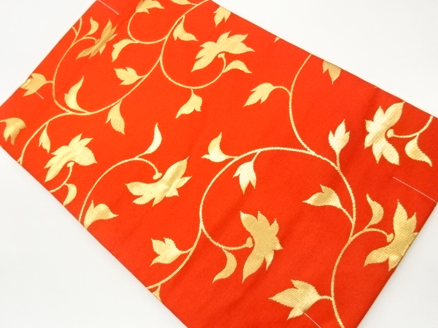 未使用品　花唐草模様織出し名古屋帯